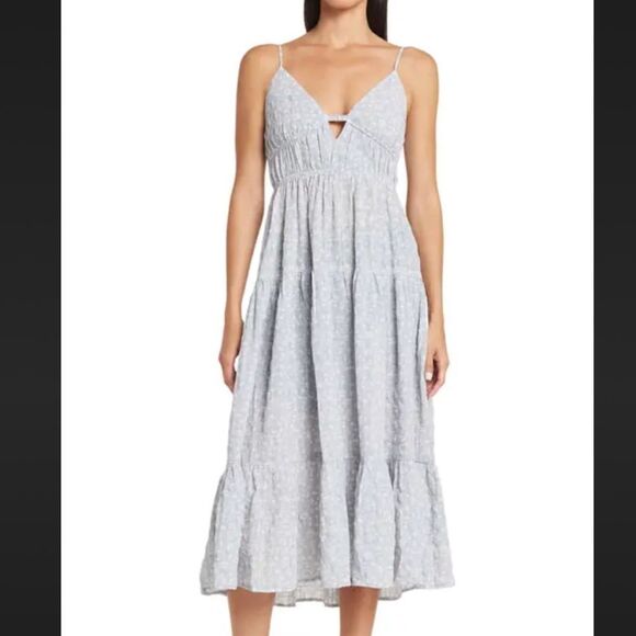 NWT Sophie Rue V Neck Tie Back Floral Midi Dress - Picture 1 of 10